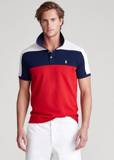 Polos Polo Ralph Lauren Hombre Rojos Multicolor - Custom Slim Fit Mesh - JTAYW2674